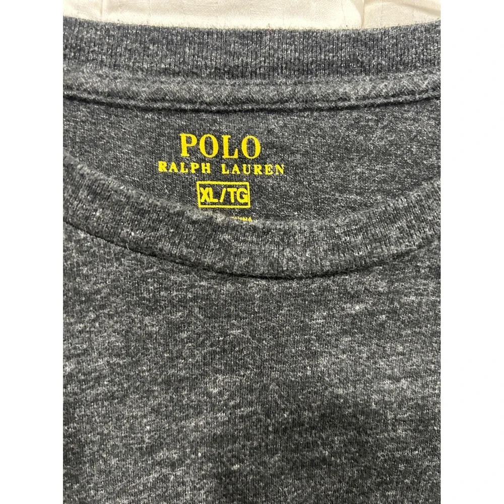 Polo Ralph Lauren Mens‎ XL Long Sleeve T-Shirt Gray Pink Pony Logo (689)